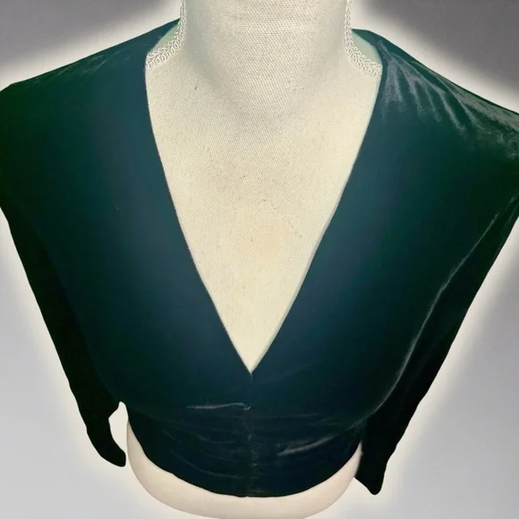 NWT Veronica Beard Black ‘Pelona’ Velvet Ruched Long Sleeve Top Size 2 - Picture 7 of 16